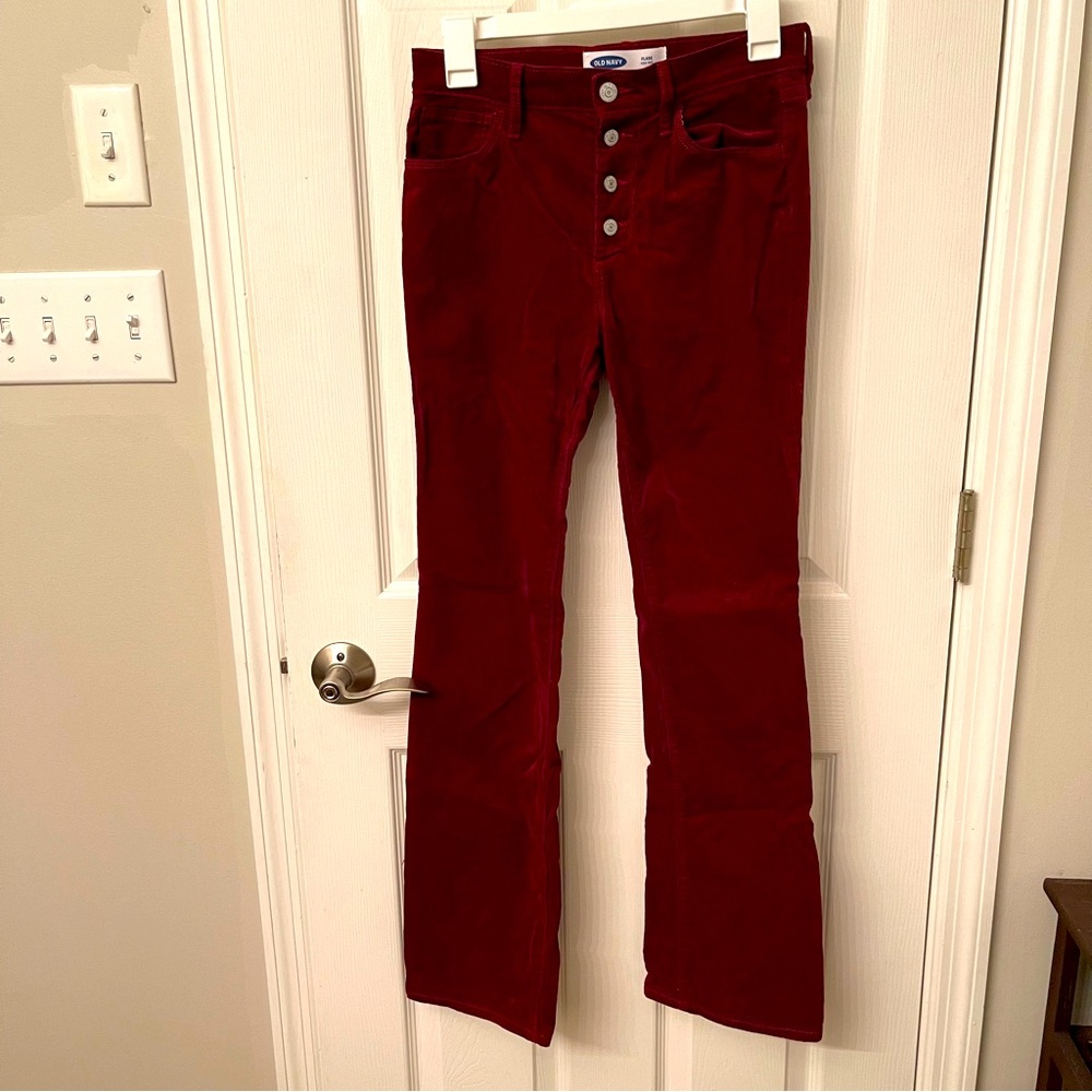 Old Navy Corduroy Flare Pants Girls 16 Burgundy High Rise Kids XL